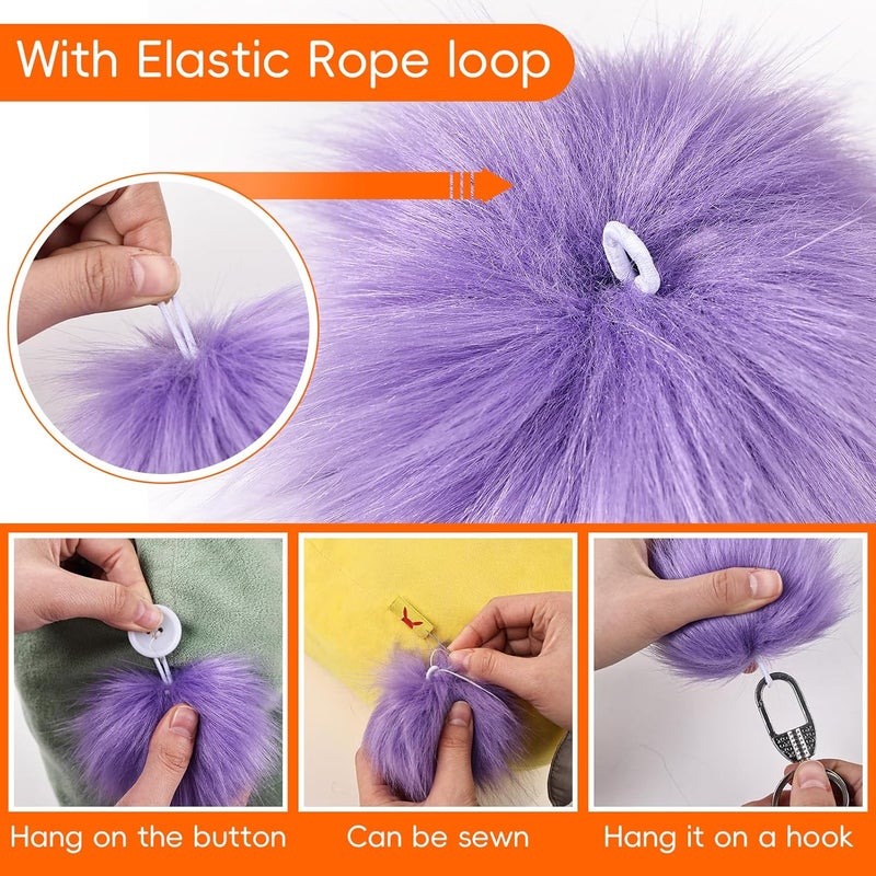 Daieeparty Daieparty 24 Pcs Bright Color Faux Fur Pom Pom Balls,Fluffy Pompom Balls with Elastic Loop Ball Detachable Knitting Accessories for Knitting Hats Beanies Shoes,Scarves,Glove - Image 5